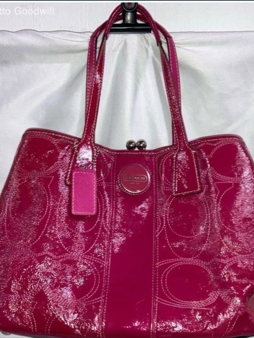 Coach Patent Hot Pink Patent Tote 2010 Kisslock